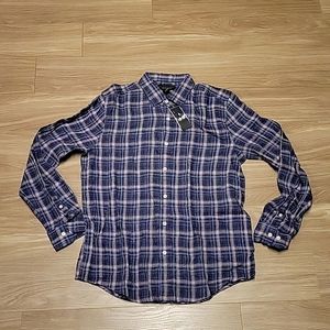 BLOOMINGDALE'S LINEN PLAID SHIRT- BRAND SPANKING NEW! NEVER WORN!
